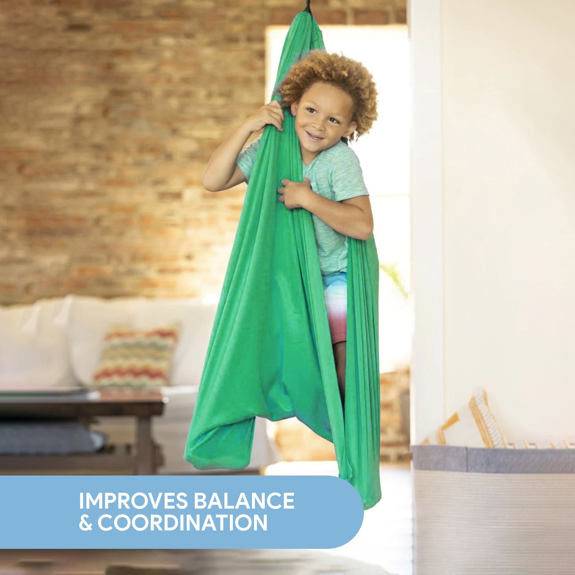 CalmNest Indoor Sensory Swing for Kids with Stretch Fabric Cocoon Seat