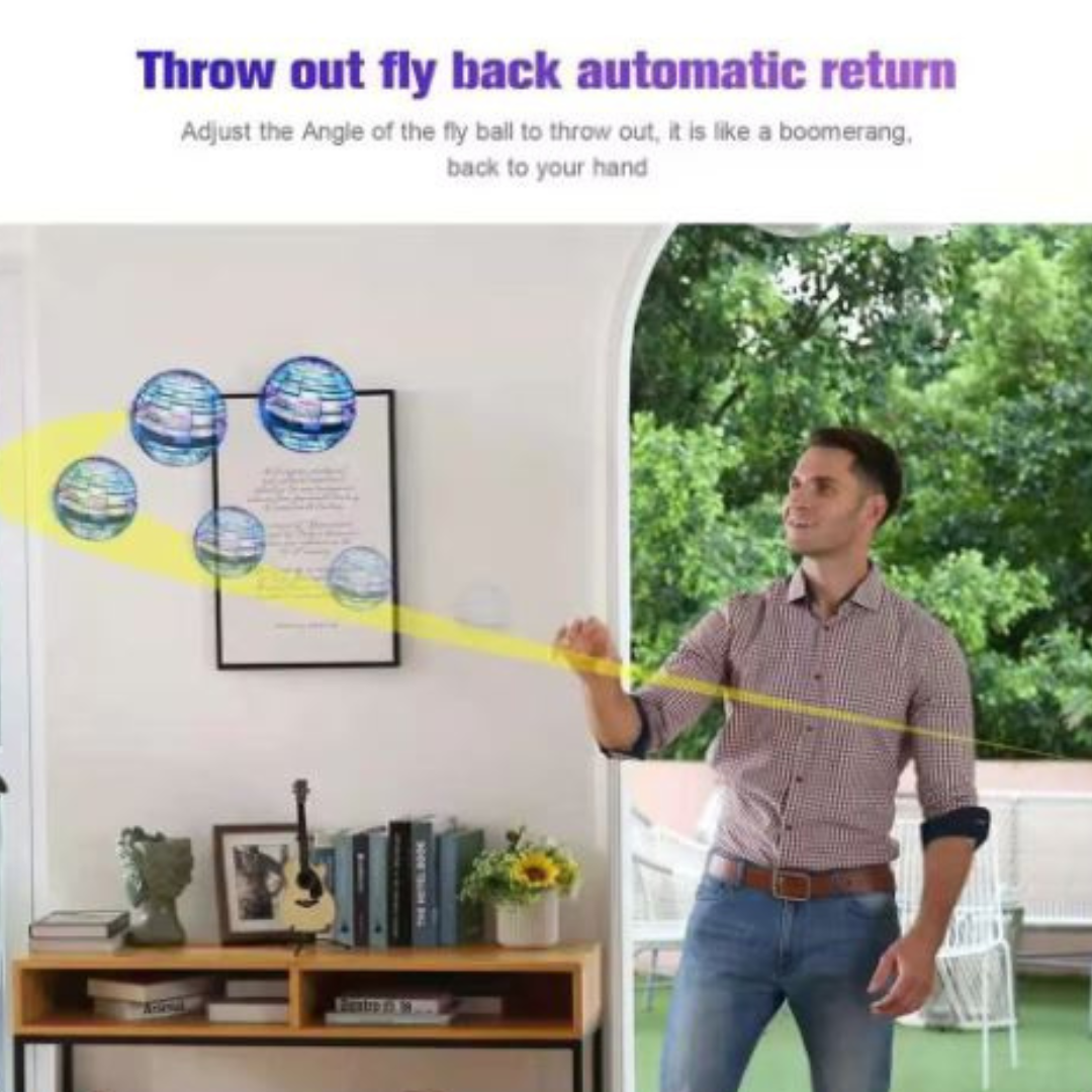 SkySpin Magic Flying Ball Toy, LED Boomerang Hover Orb for Indoor & Outdoor Play