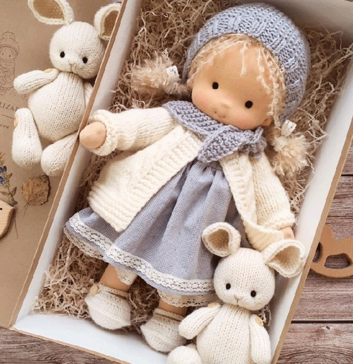 PlayMate Handmade Waldorf-Style Doll, Imaginative Pretend Play Cloth Toy for Kids