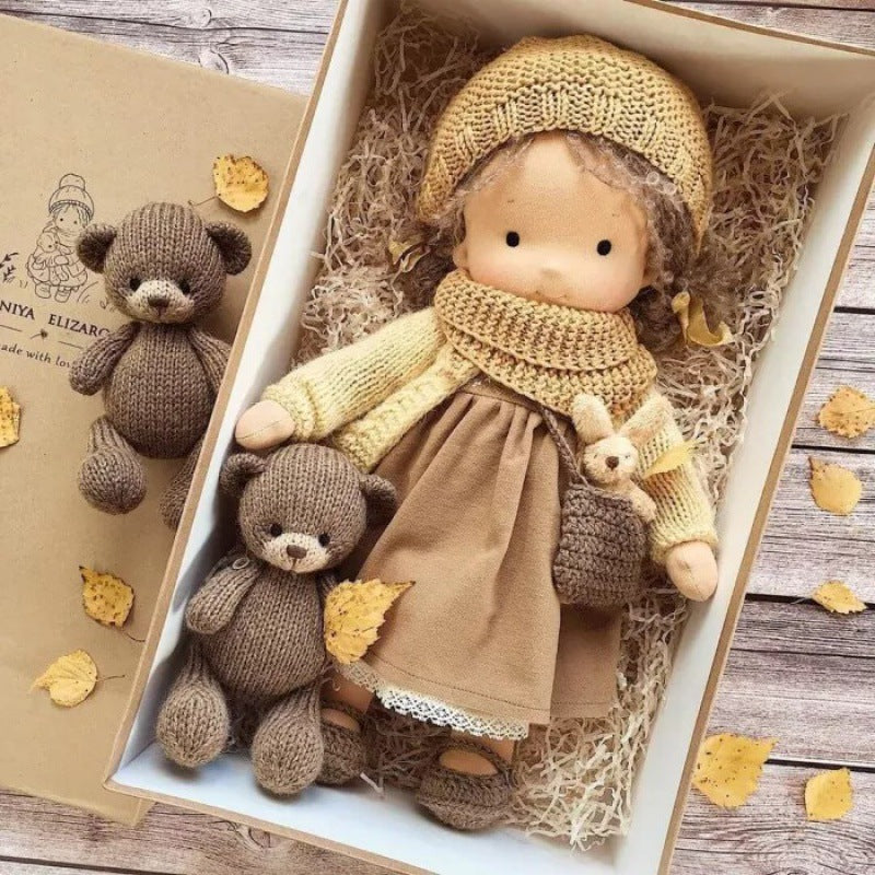 PlayMate Handmade Waldorf-Style Doll, Imaginative Pretend Play Cloth Toy for Kids