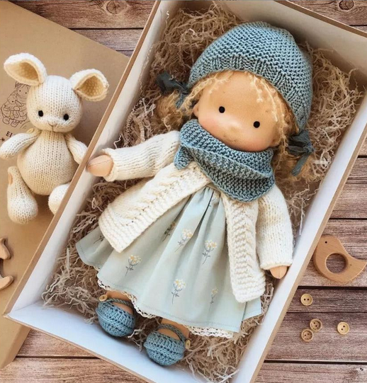 PlayMate Handmade Waldorf-Style Doll, Imaginative Pretend Play Cloth Toy for Kids