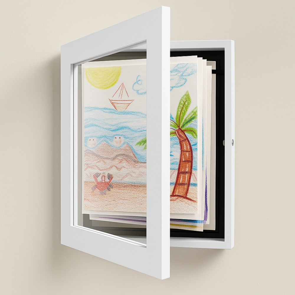 ArtVault Kids Artwork Storage Frame, Front-Opening Display for Drawings & Photos