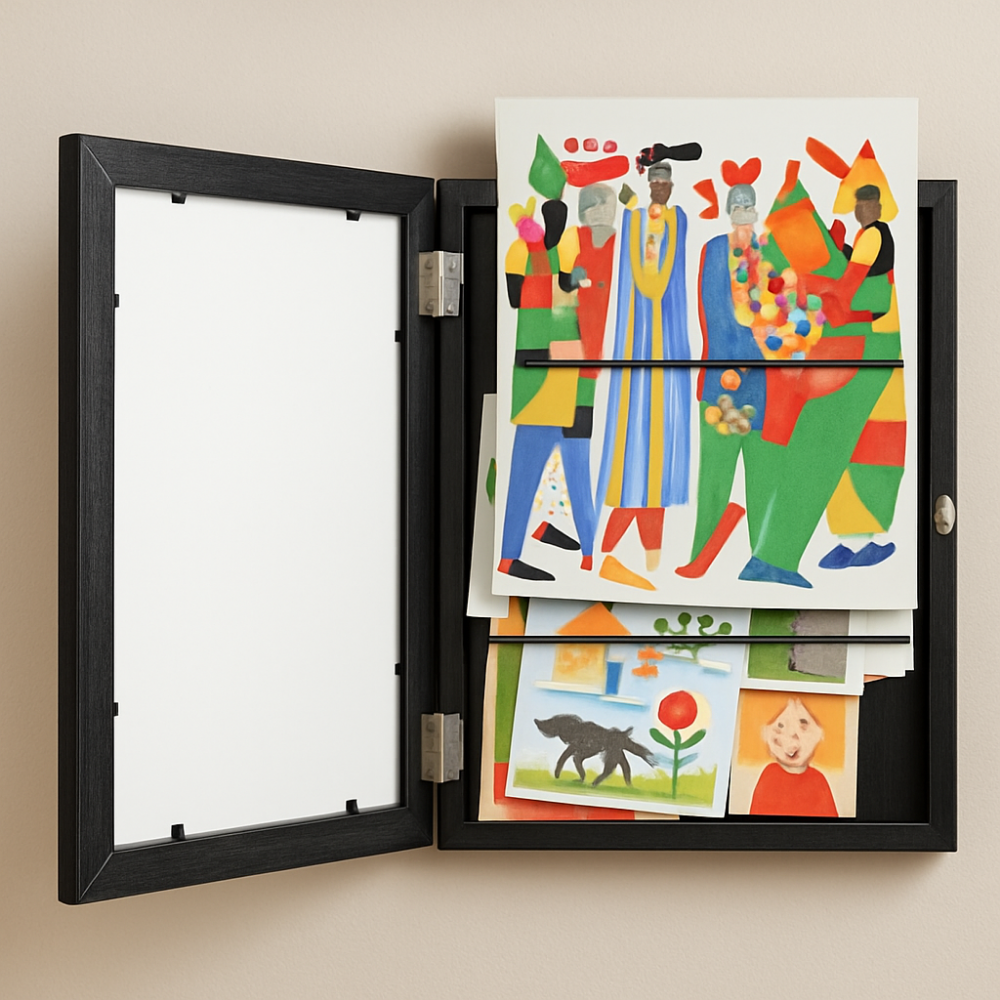 ArtVault Kids Artwork Storage Frame, Front-Opening Display for Drawings & Photos