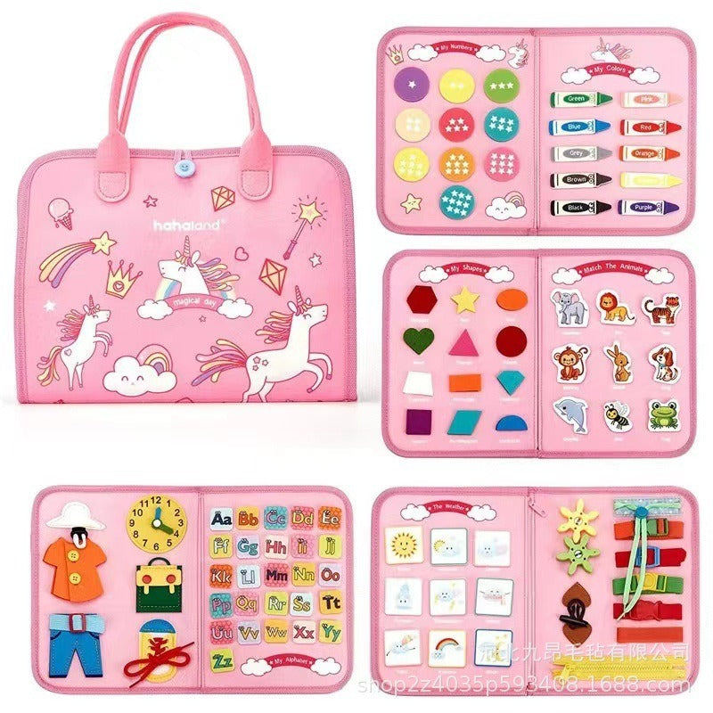 BusyBook Soft Sensory Activity Book with Zippers and Buttons Montessori Toy Ages 3+