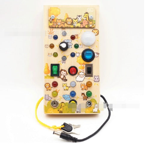 BrightBusy Interactive LED Play Board, Montessori Wooden Educational Toy for Toddlers