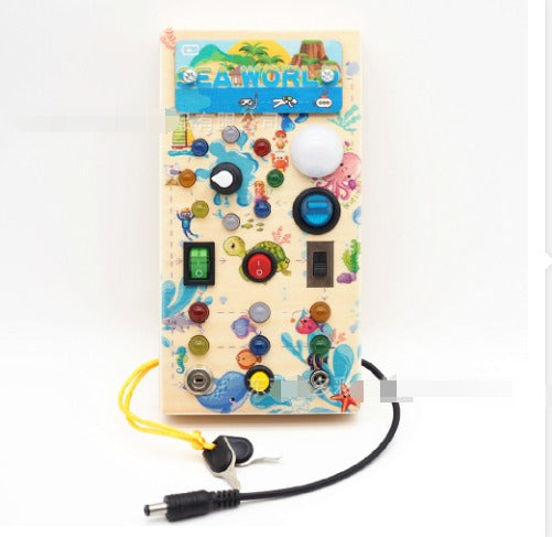 BrightBusy Interactive LED Play Board, Montessori Wooden Educational Toy for Toddlers