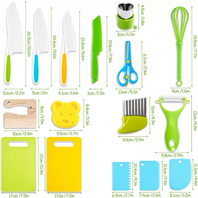 CookJoy Kids Play Kitchen Tools Cooking Set with Safe Utensils