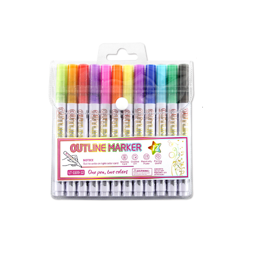 DuoMark Colorful Metallic Double Line Highlighters, Creative Art & Study Marker Set