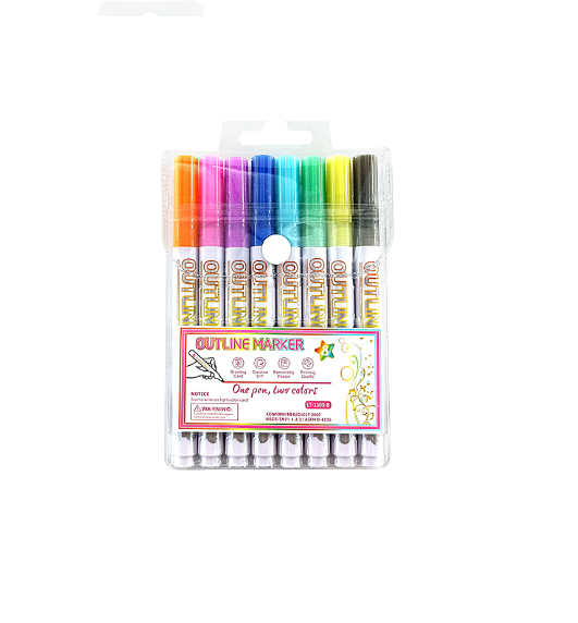 DuoMark Colorful Metallic Double Line Highlighters, Creative Art & Study Marker Set