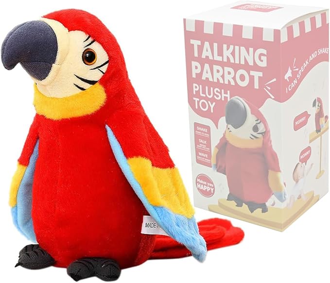 ChattyParrot Interactive Talking Plush Toy for Kids with Voice Repeat and Dancing Fun