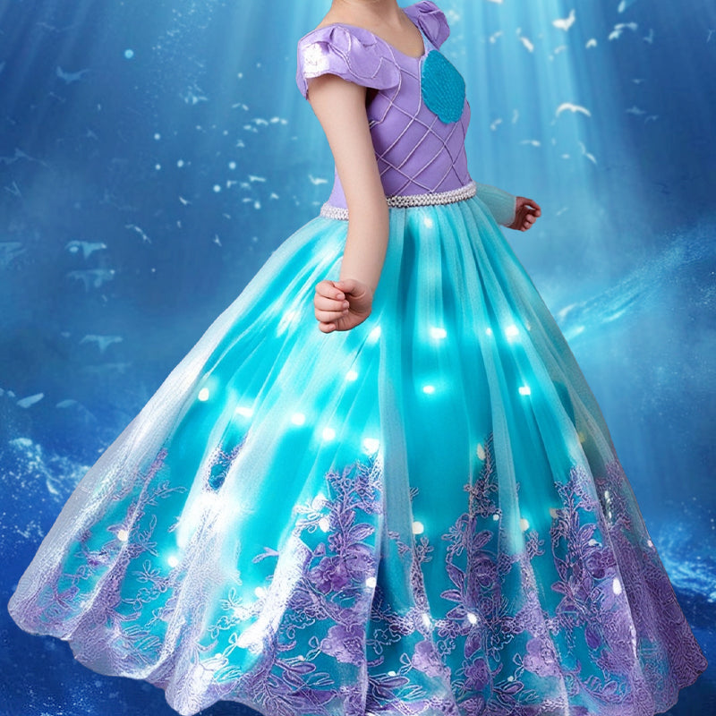 MermaGlow Light-Up Princess Dress for Kids, Mermaid Costume with Accessories