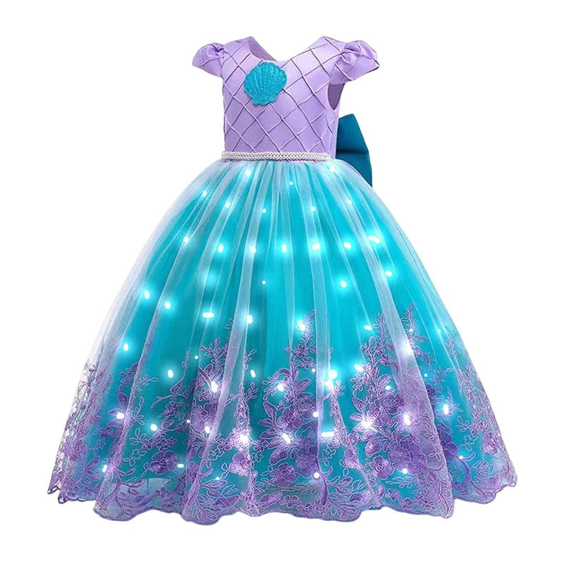 MermaGlow Light-Up Princess Dress for Kids, Mermaid Costume with Accessories