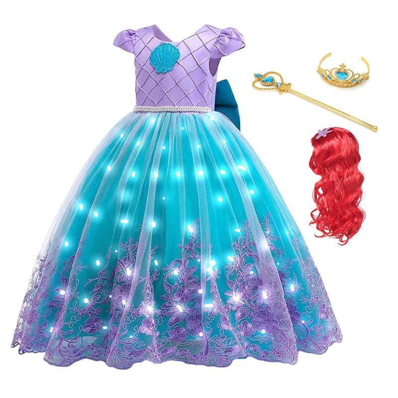 MermaGlow Light-Up Princess Dress for Kids, Mermaid Costume with Accessories